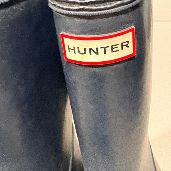 Hunter Kids Navy Rain Boots Toddler Youth 10/11 - Picture 7 of 10
